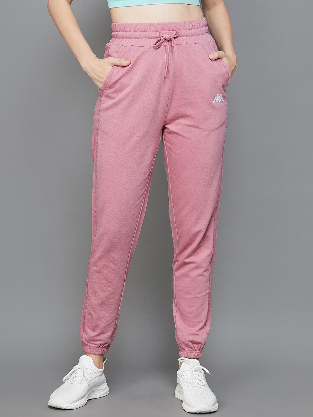 

Kappa Women Mid-Rise Pure Cotton Sports Joggers, Pink