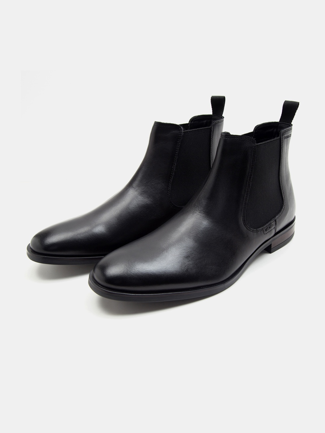 

THOMAS CRICK Men Leather Chelsea Boots, Black