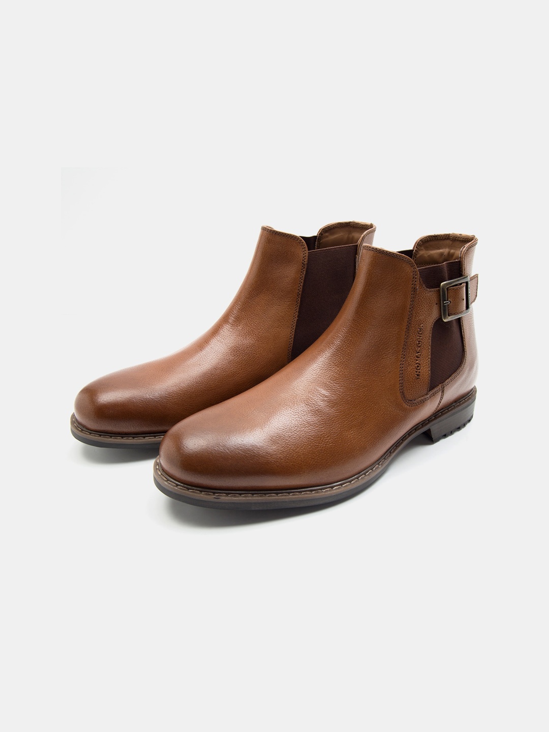 

THOMAS CRICK Men Leather Chelsea Boots, Tan