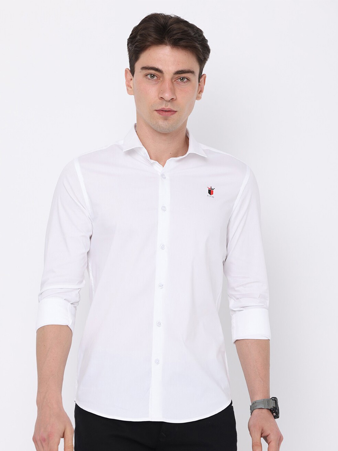 

FLY 69 Premium Slim Fit Pure Cotton Casual Shirt, White