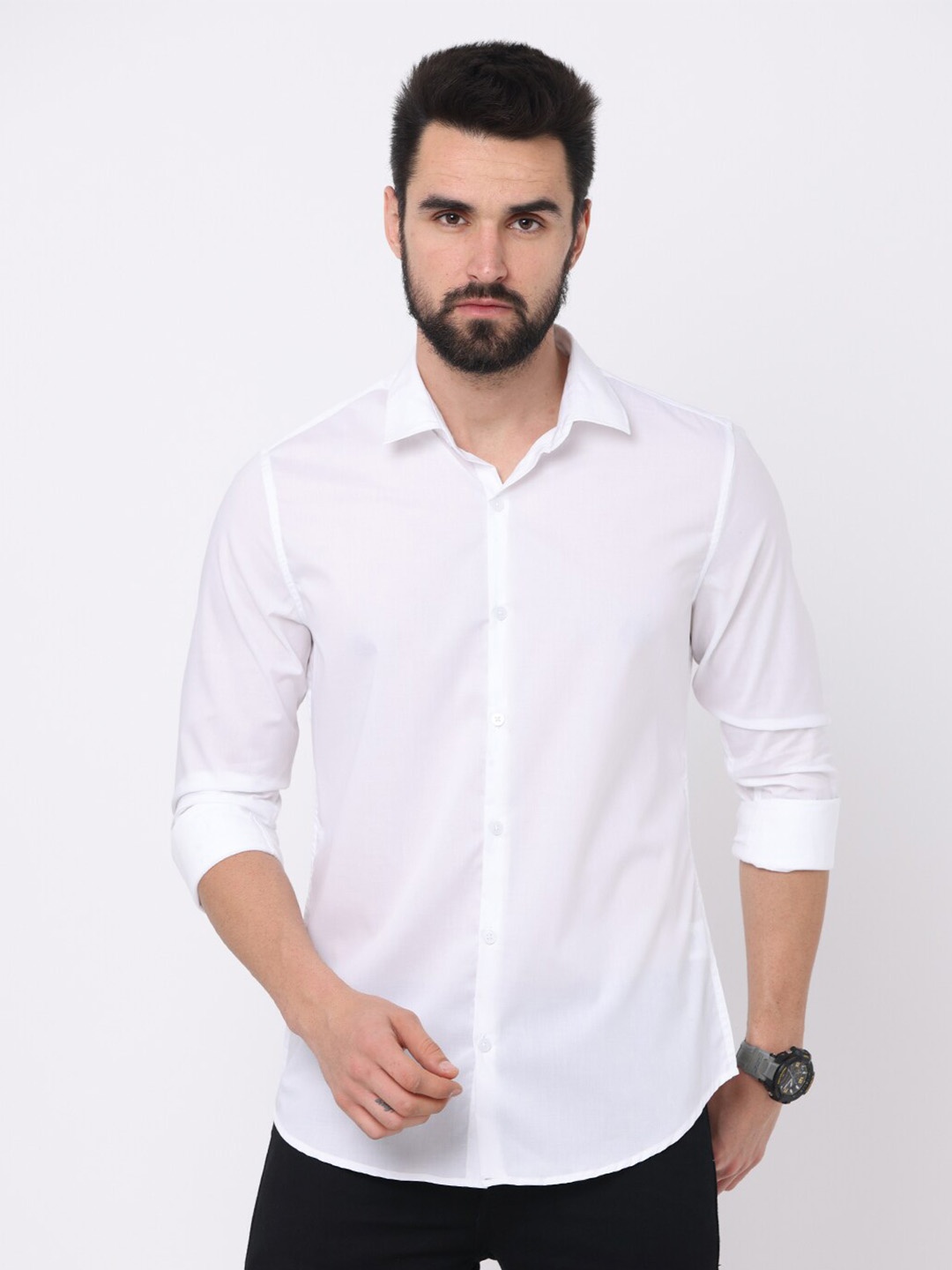

FLY 69 Premium Slim Fit Pure Cotton Casual Shirt, White