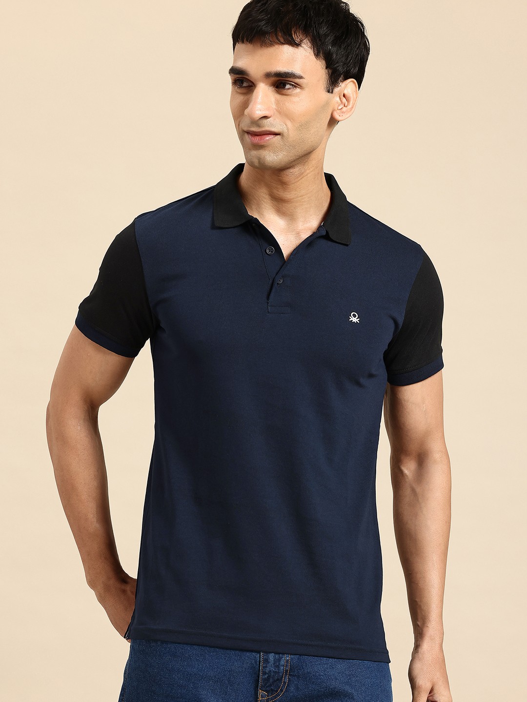 

United Colors of Benetton High IQ Polo Collar T-shirt, Navy blue