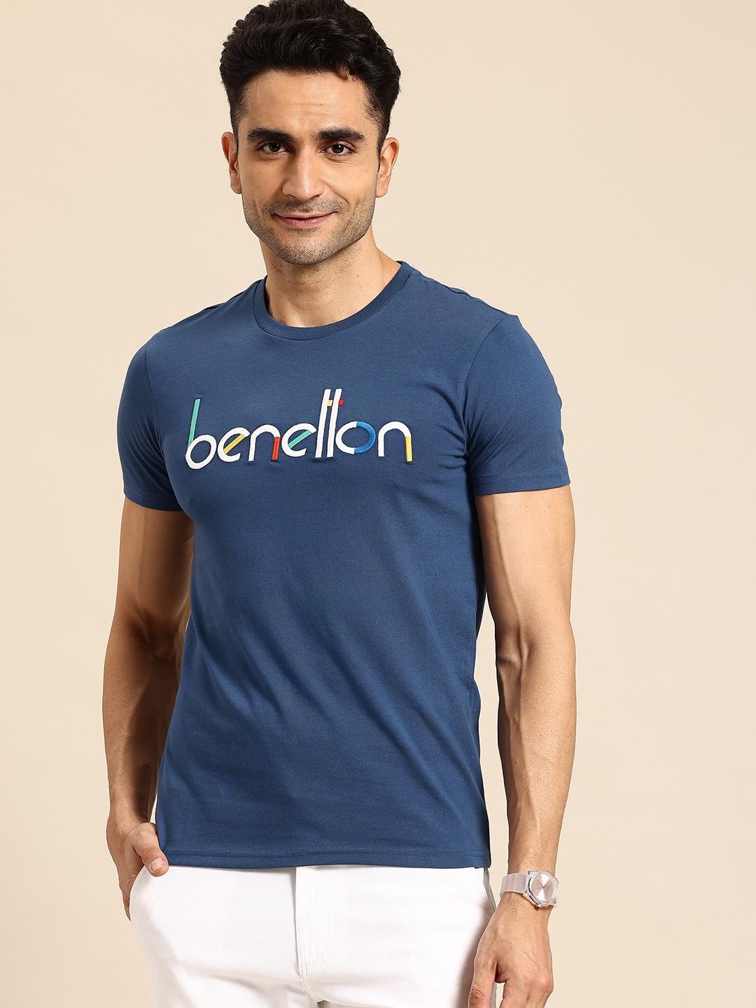

United Colors of Benetton High IQ Printed T-shirt, Blue