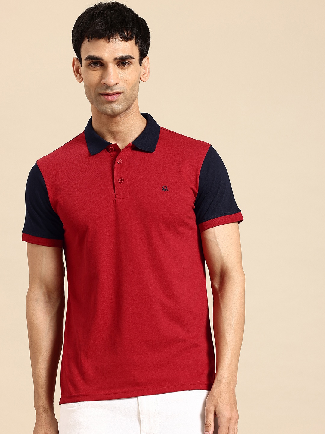 

United Colors of Benetton High IQ Polo Collar T-shirt, Maroon