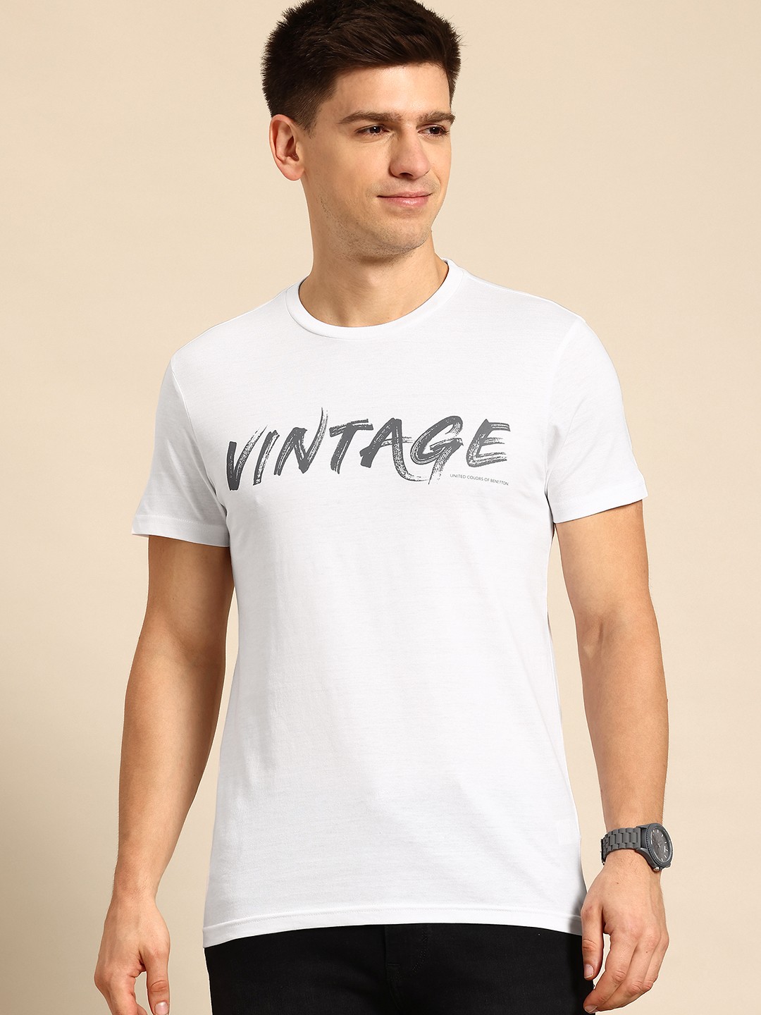

United Colors of Benetton Men Typography Printed T-shirt, White