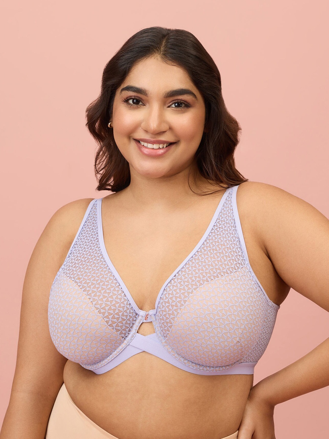 

Nykd Self Design Half Coverage Underwired Everyday Bra With All Day Comfort, Purple