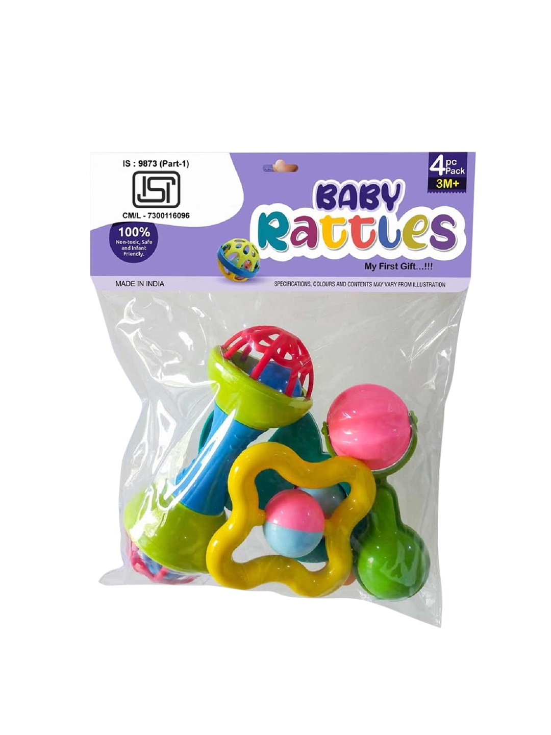 

ADKD Set Of 4 New Born Baby Rattle Toys, Yellow