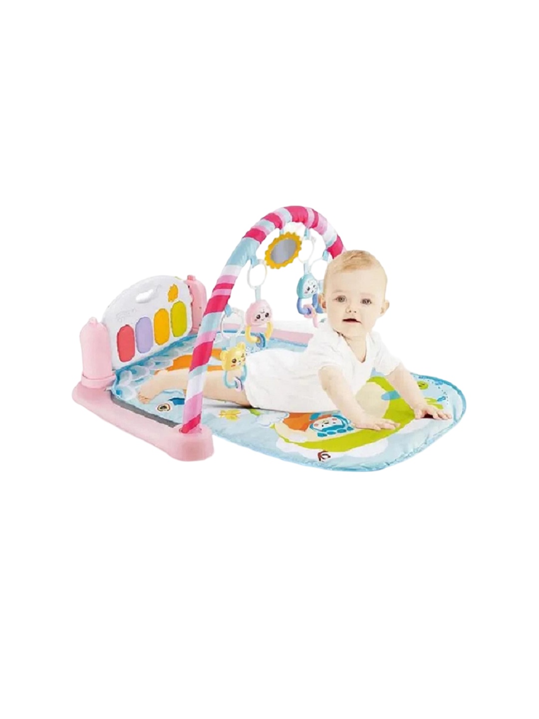 ADKD Kids Musical Baby Play Gym Piano Mat & Fitness Rack, Pink