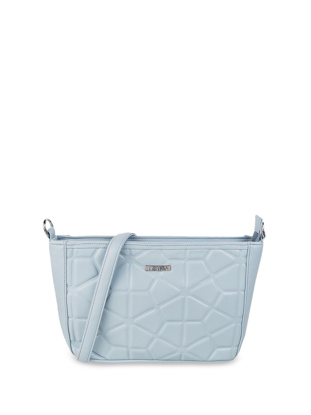 

Metro Geometric Textured Structured Sling Bag, Blue