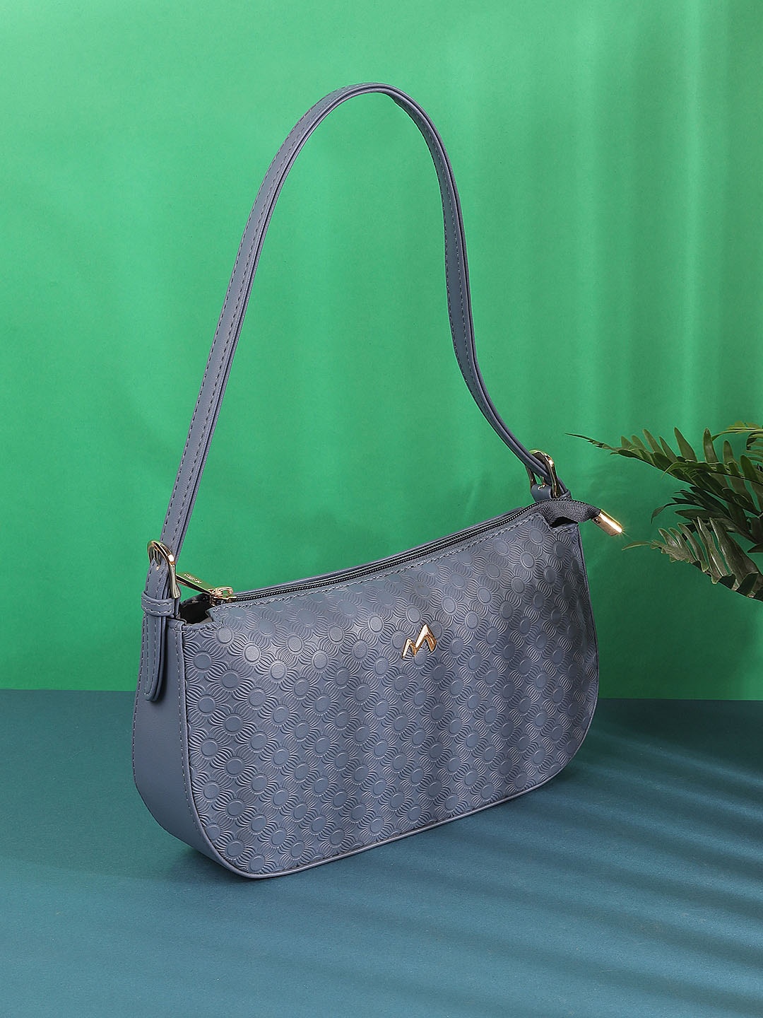

Metro Geometric Textured Structured Shoulder Bag, Blue