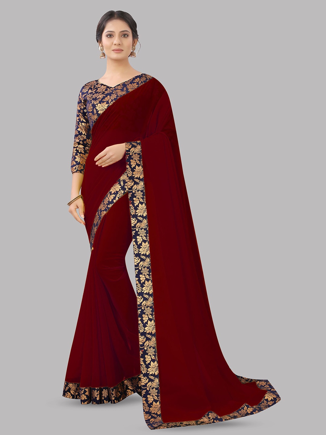 

Reeta Fashion Jacquard Pure Georgette Saree, Maroon