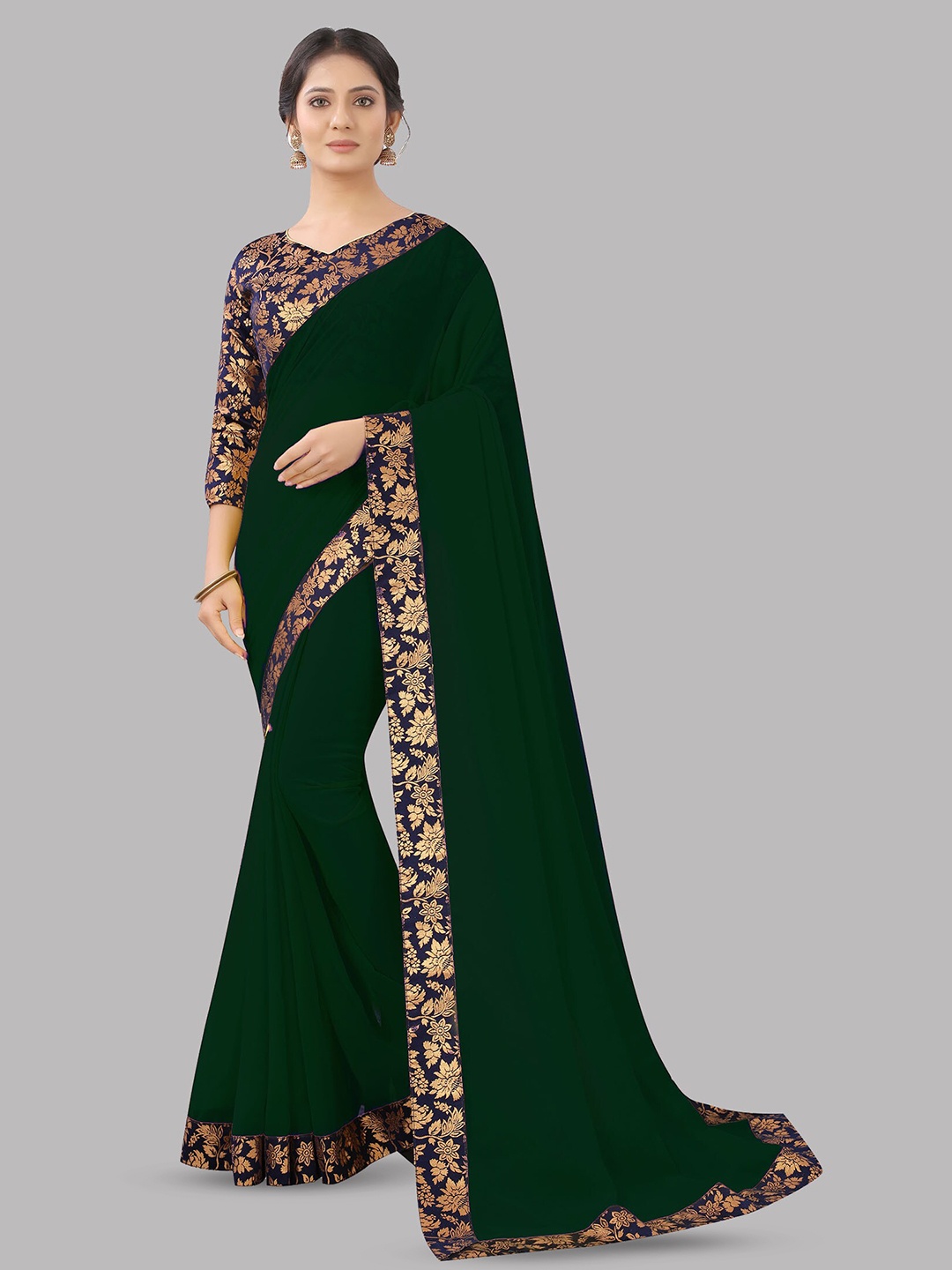 

Reeta Fashion Pure Georgette Lace Saree, Green