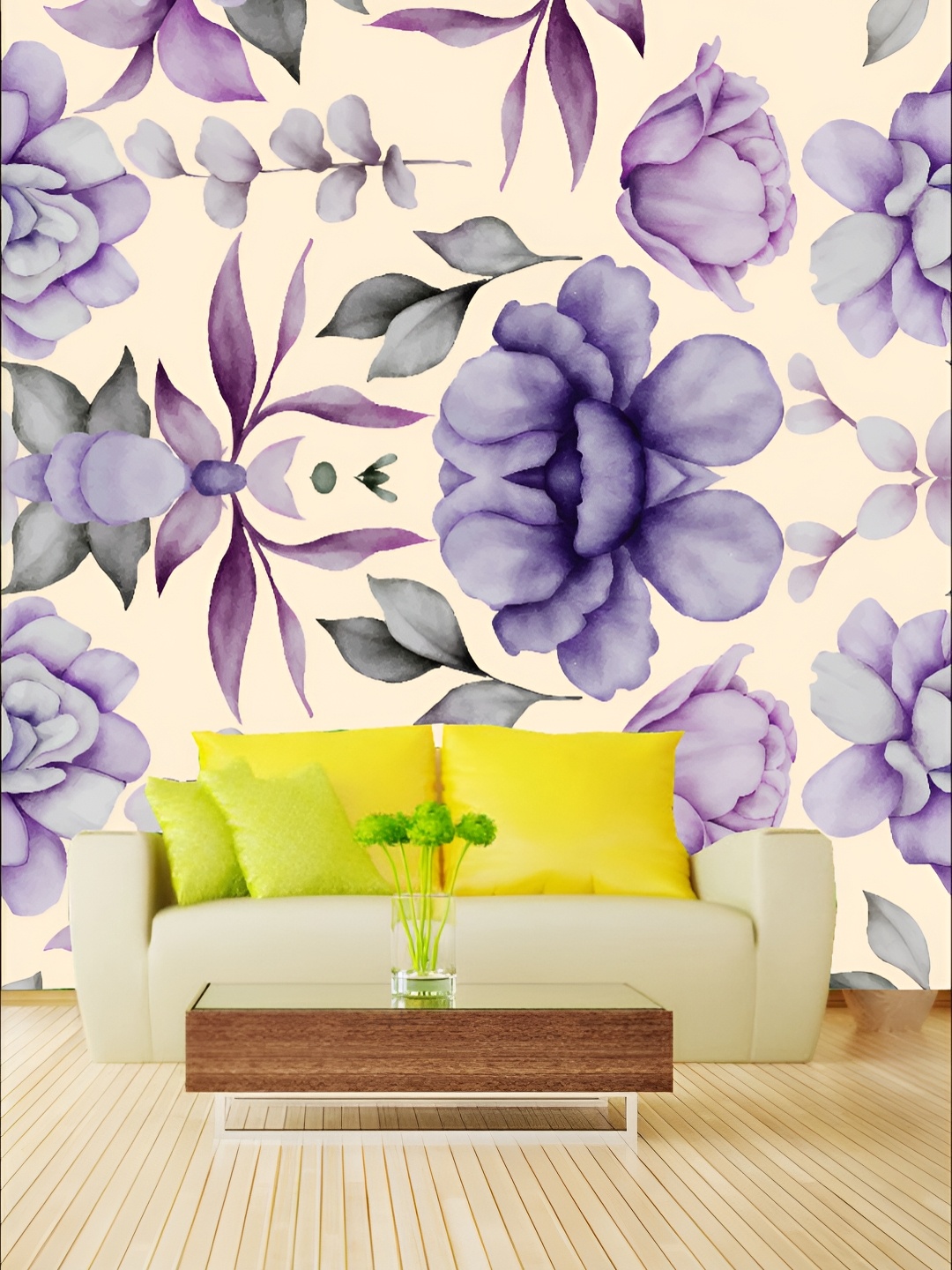 

KSHIRSA Beige & Purple Printed Self-Adhesive Laminated Wallpaper
