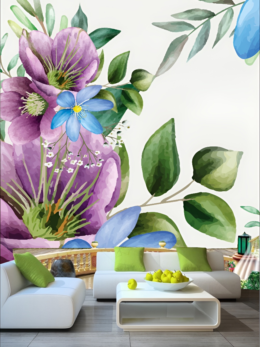 

KSHIRSA Off White & Purple Printed Self Adhesive Removable Laminated Wallpaper