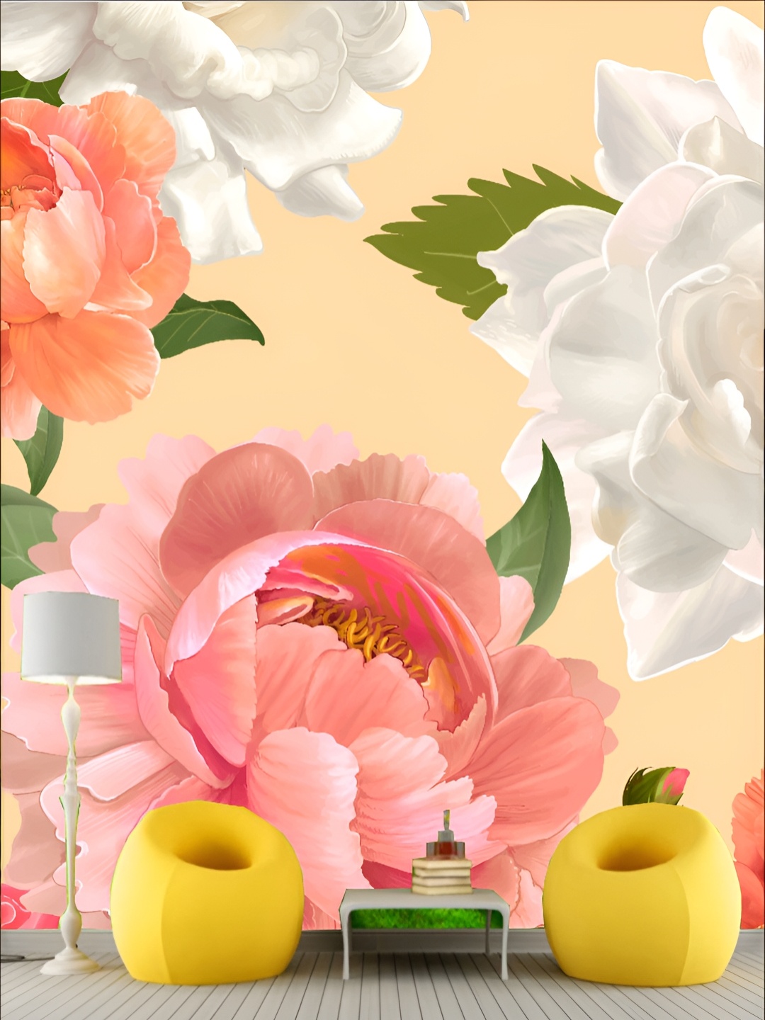 

KSHIRSA Beige & White Printed Self Adhesive Removable Laminated Wallpaper