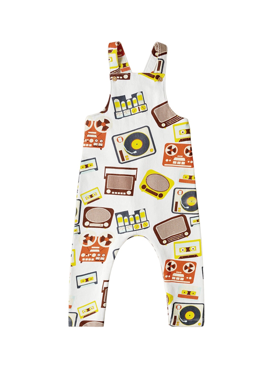 

INCLUD Infants Geometric Printed Straight-Leg Pure Cotton Dungaree, White
