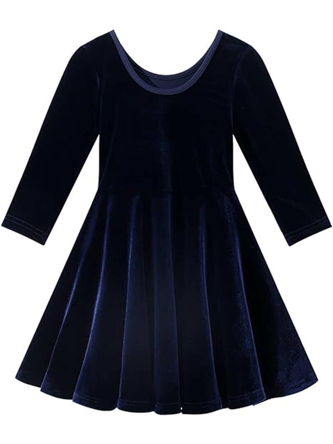 

LYTIX Girls Pleated Velvet Fit & Flare Dress, Navy blue