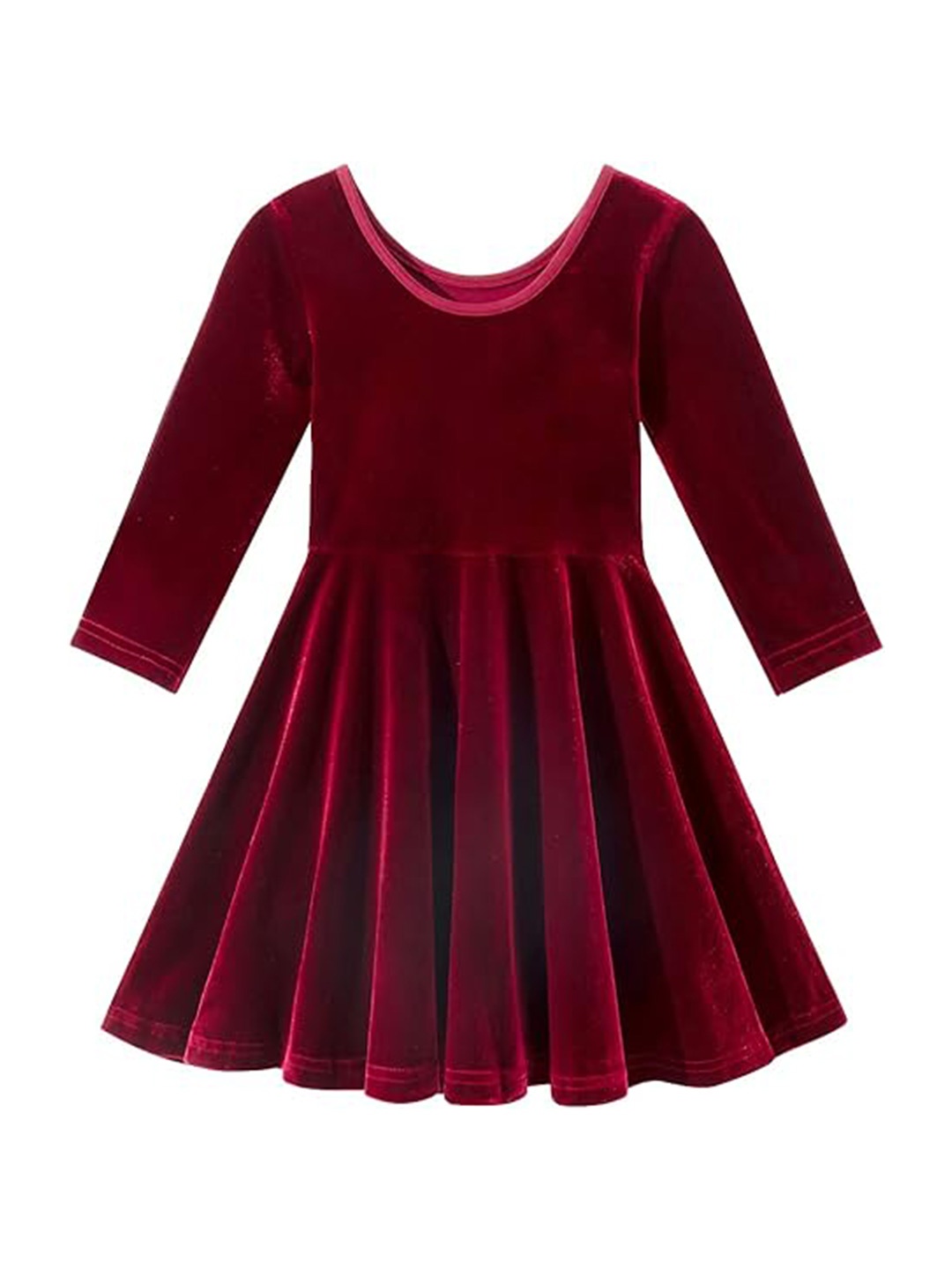 

LYTIX Girls Pleated Velvet Fit & Flare Dress, Maroon