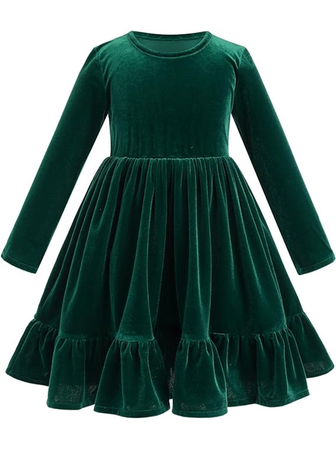 

LYTIX Girls Ruffled Velvet Fit & Flare Maxi Dress, Green