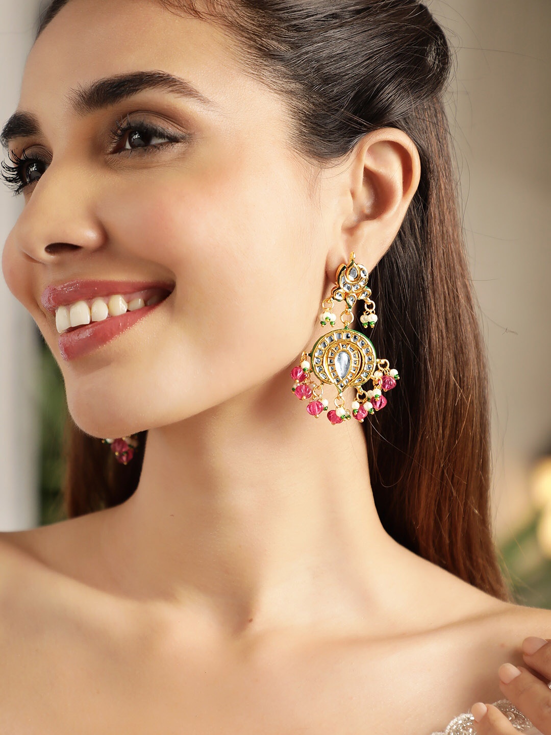

Rubans Gold-Plated Contemporary Drop Earrings