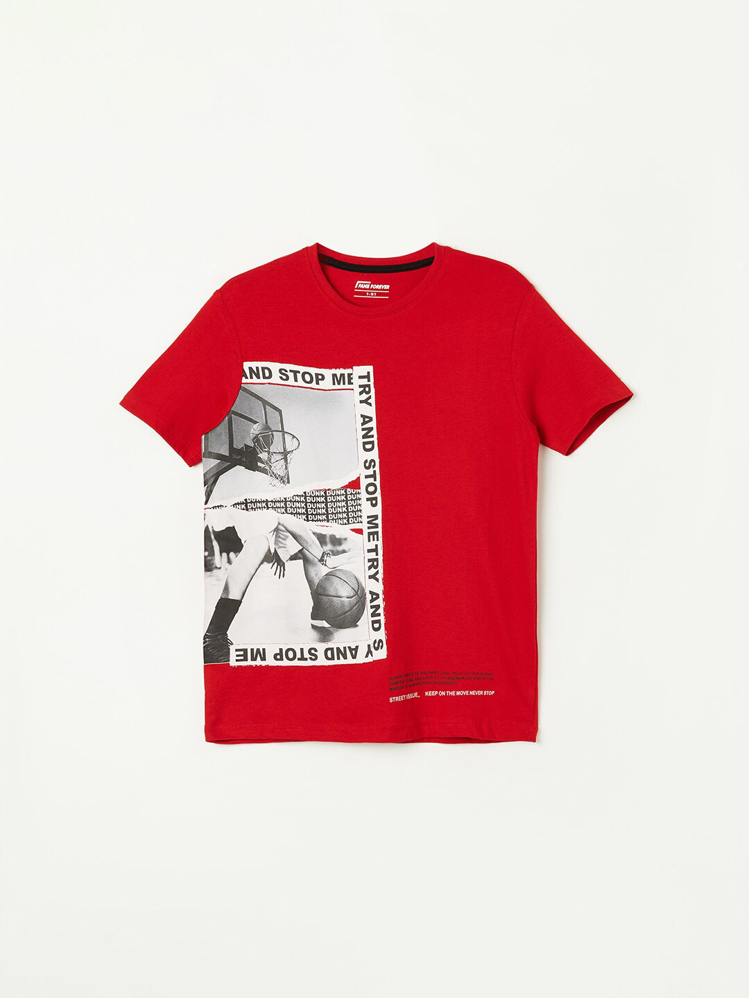 

Fame Forever by Lifestyle Boys Graphic Printed Round Neck Pure Cotton T-shirt, Red