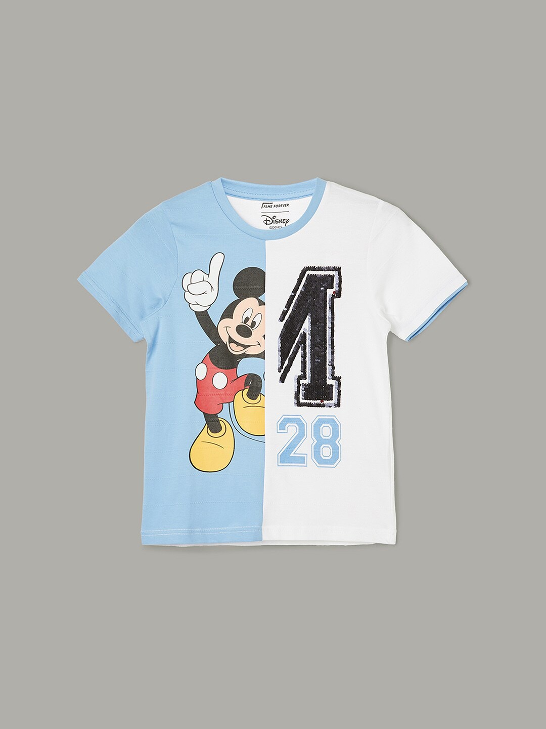 

Fame Forever by Lifestyle Boys Mickey Mouse Printed Pure Cotton T-shirt, White