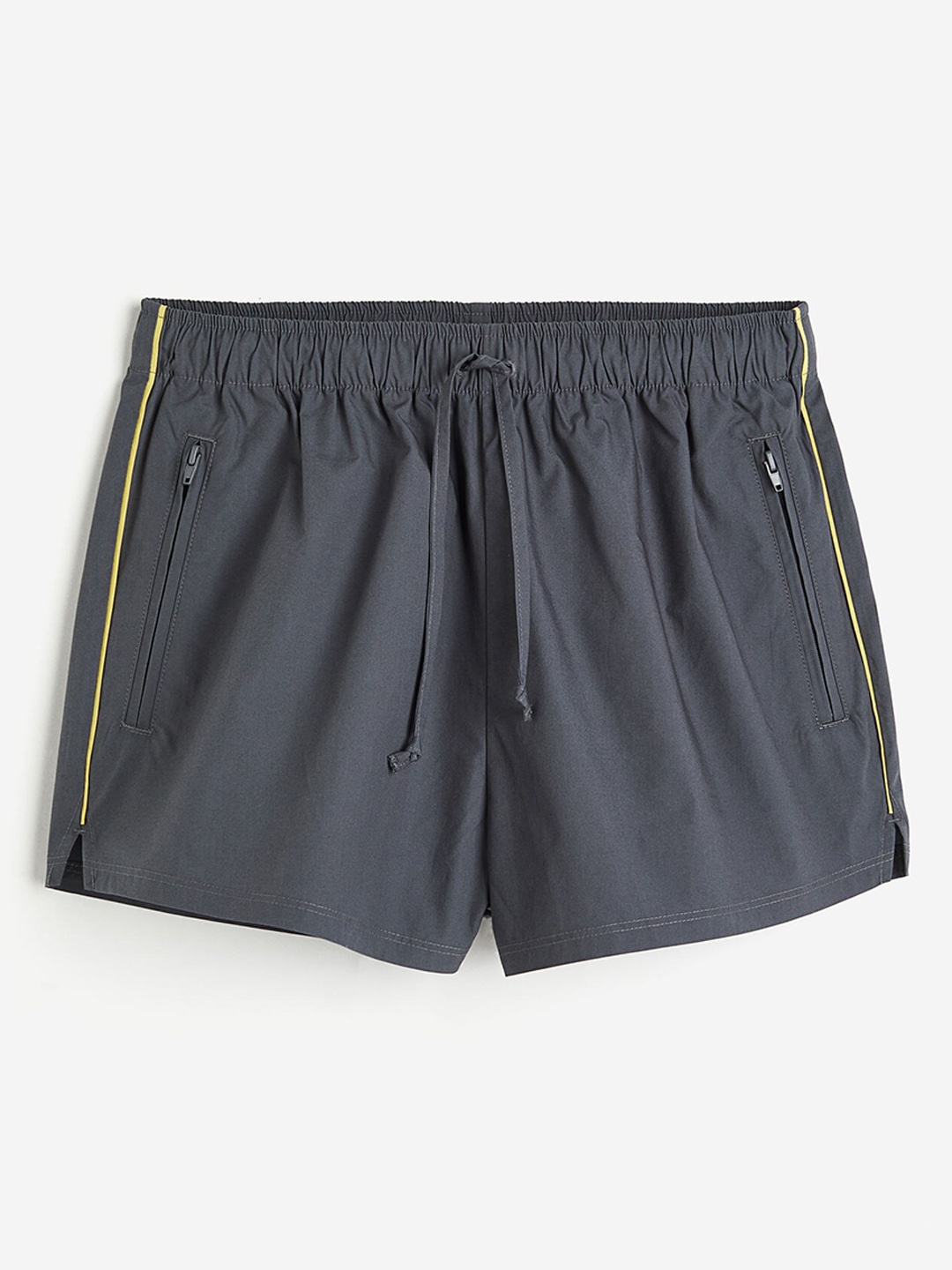

H&M Women Piping-Detail Pull-On Shorts, Grey