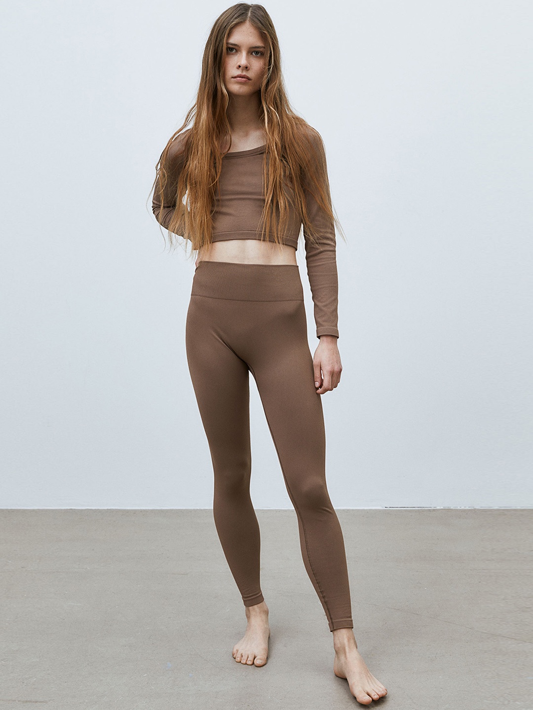 

H&M DryMove Seamless Sports Tights, Brown