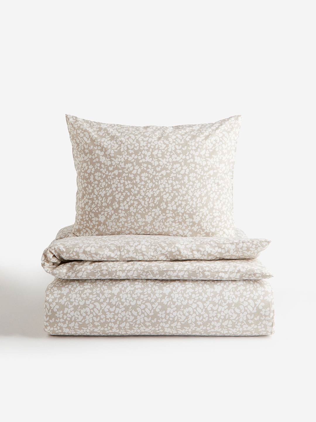 

H&M Beige Cotton Single Duvet Cover Set
