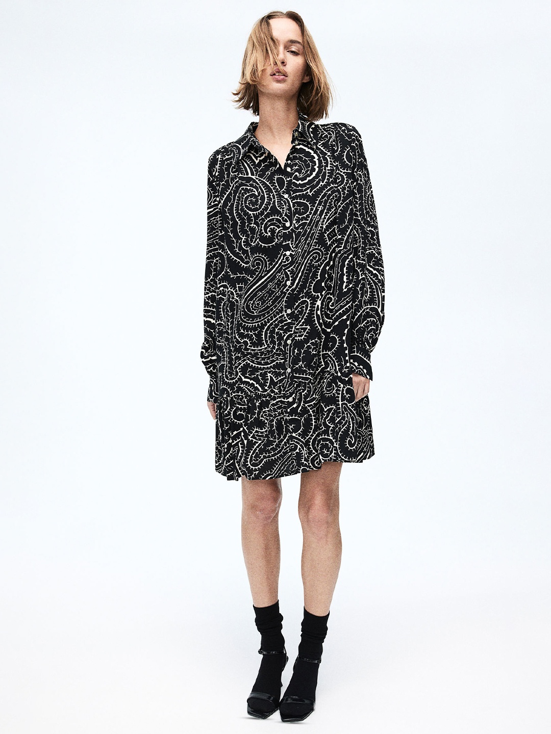 

H&M Oversized Shirt Dress, Black