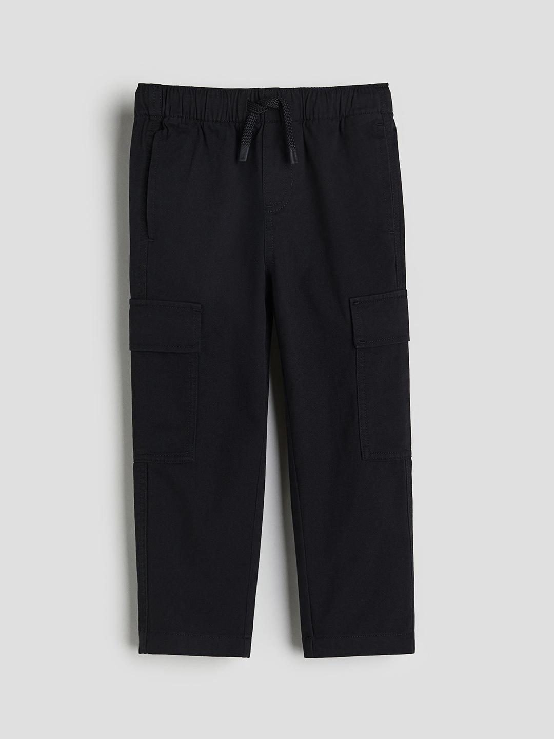 

H&M Boys Pure Cotton Twill Cargo Trousers, Black