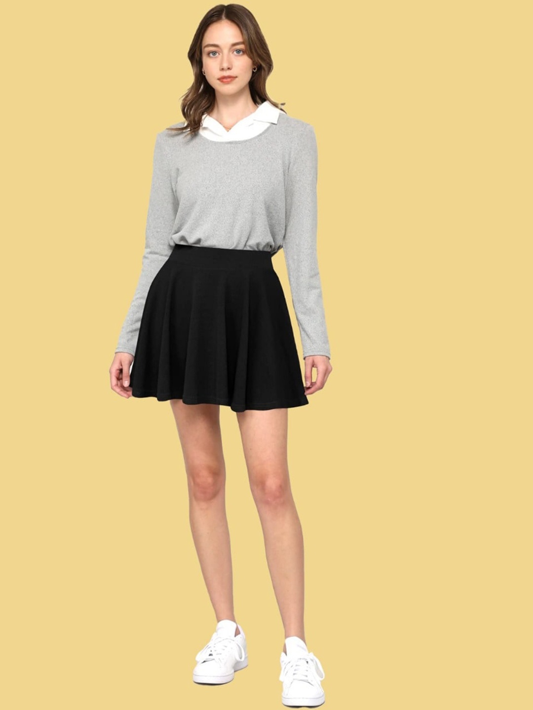 

BAESD Black A-Line Mini Skirt With Attached Shorts