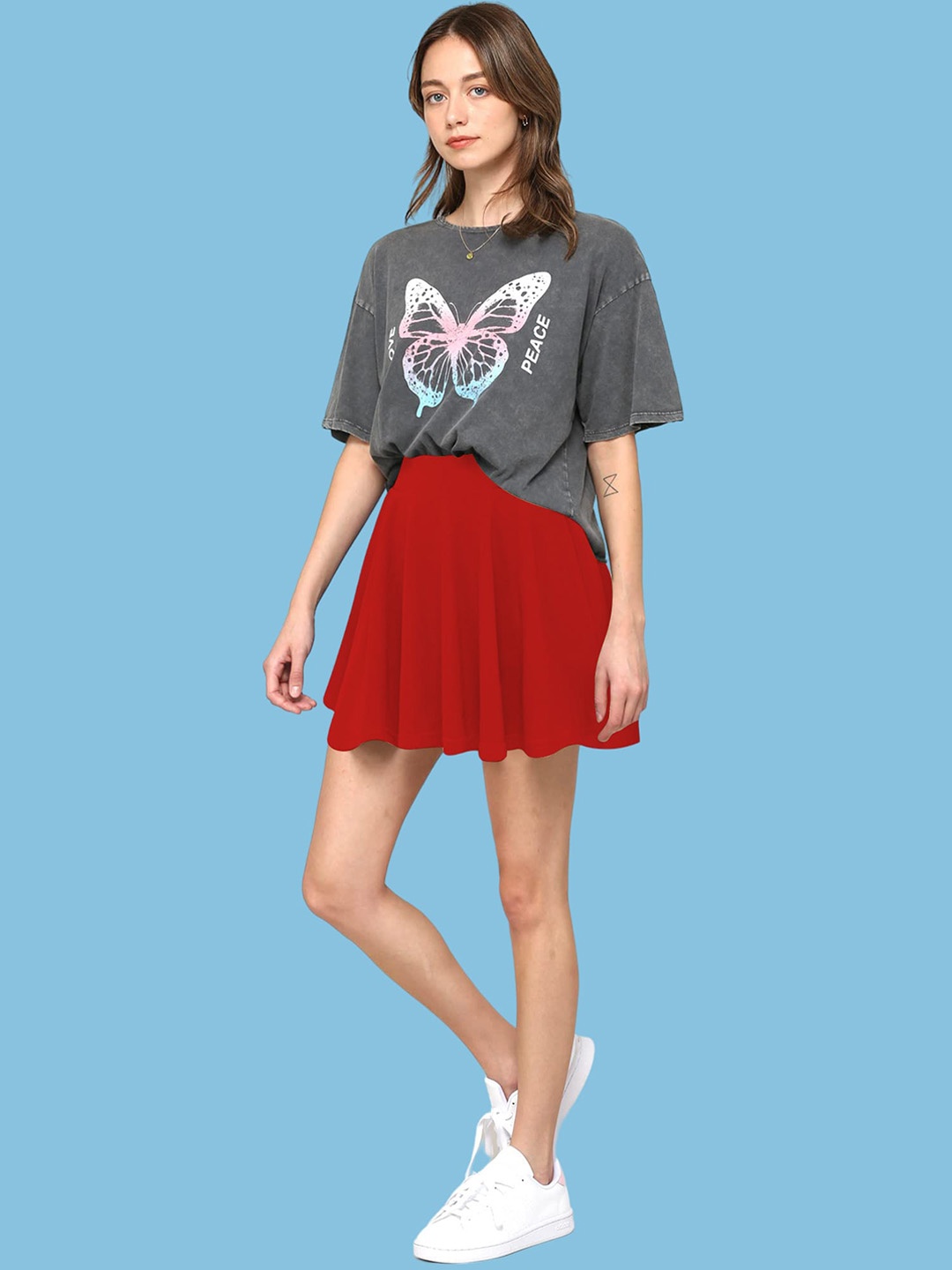 

BAESD A-Line Skirt With Attached Shorts, Red