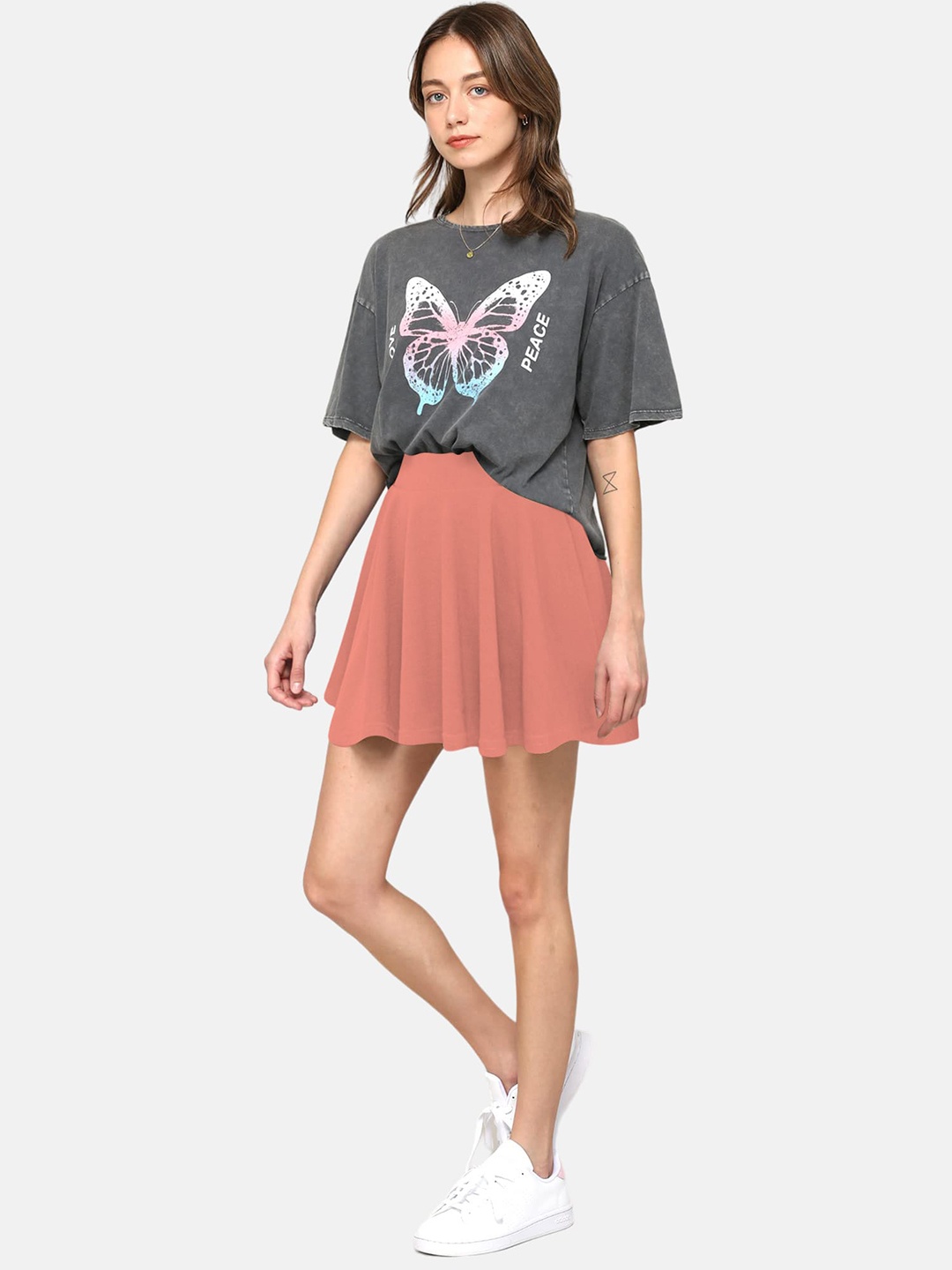 

BAESD A-Line Skirt With Attached Shorts, Peach