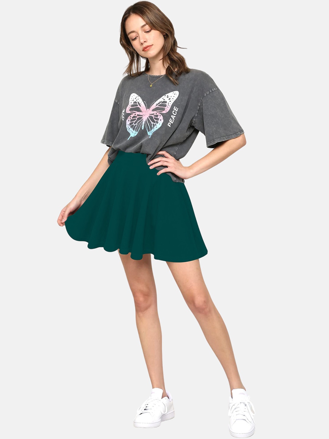 

BAESD A-Line Skirt With Attached Shorts, Green