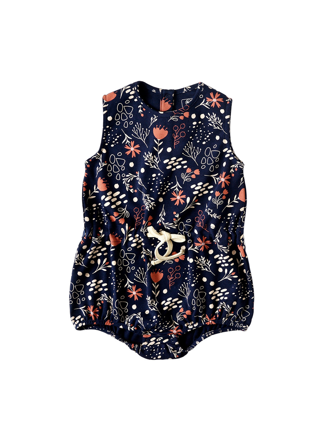 

INCLUD Infant Girls Floral Printed Pure Cotton Romper, Navy blue