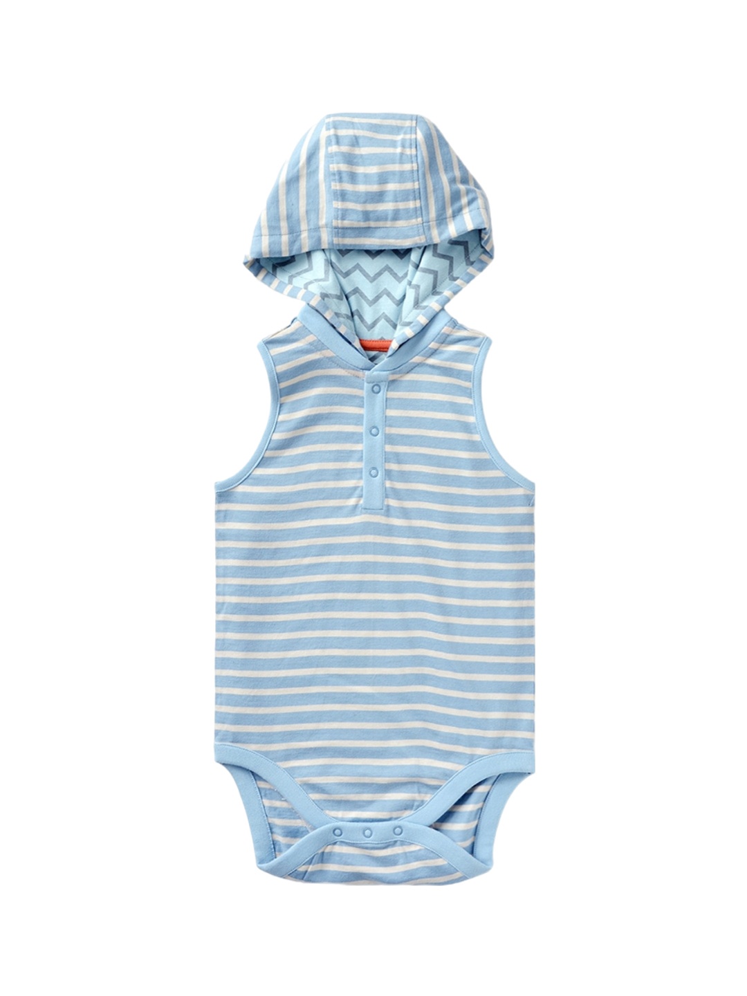 

INCLUD Infants Striped Hooded Pure Cotton Bodysuit, Blue