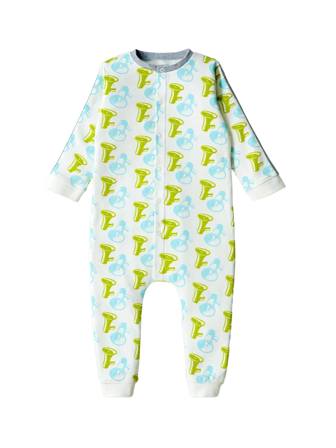 

INCLUD Infant Kids Printed Pure Cotton Rompers, White