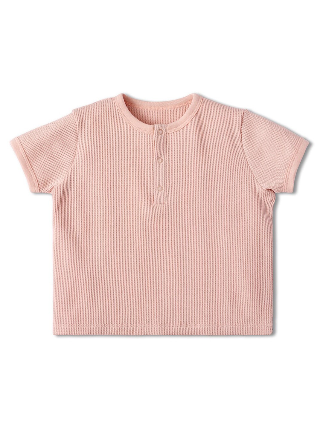 

INCLUD Infant Boys Self Design Henley Neck Pure Cotton T-shirt, Pink