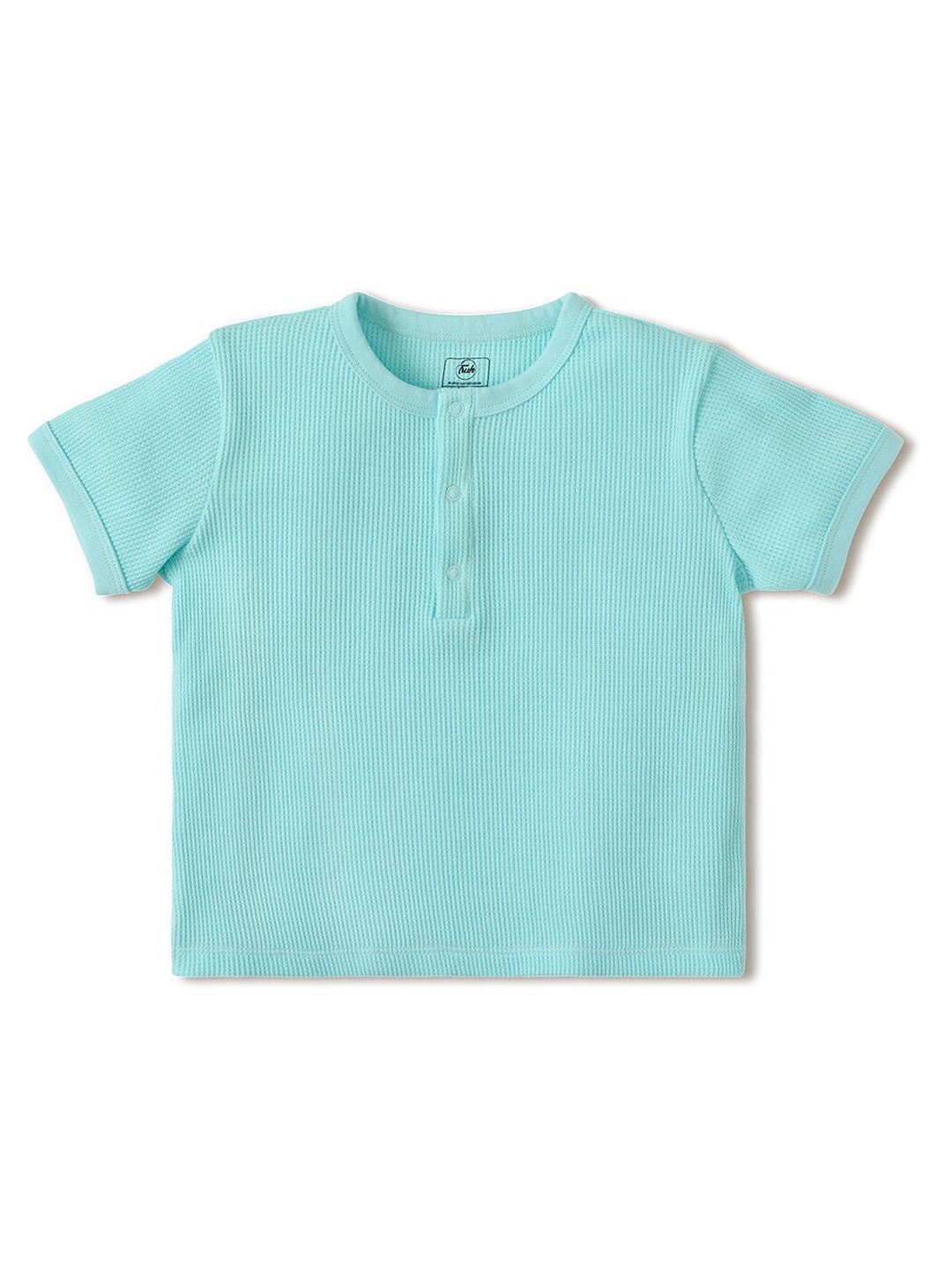 

INCLUD Infant Boys Self Design Henley Neck Pure Cotton T-shirt, Blue