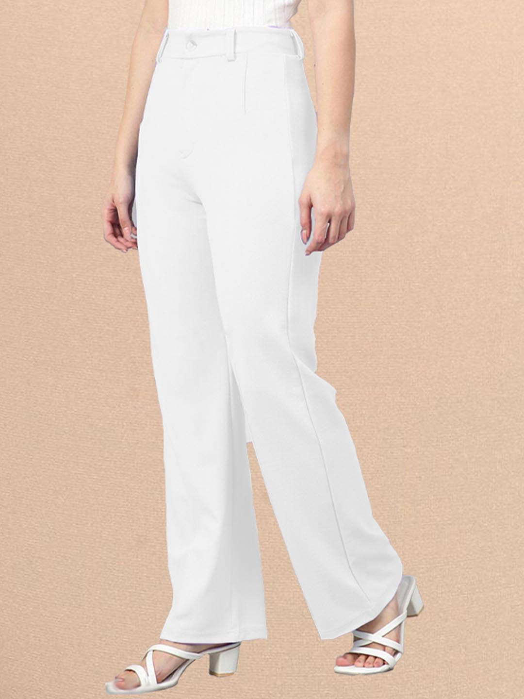 

N N ENTERPRISE Women Original High-Rise Parallel Trousers, White