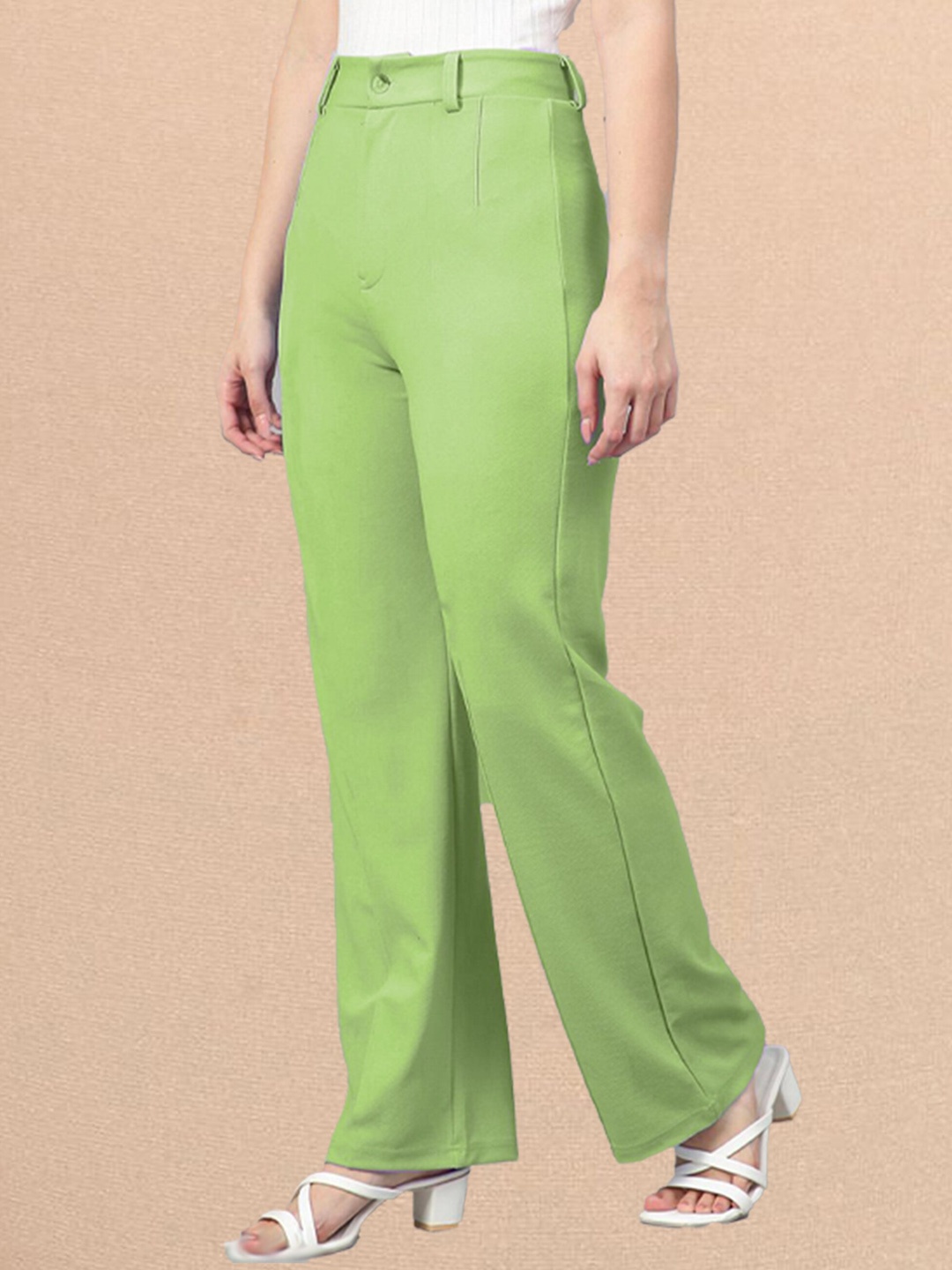 

N N ENTERPRISE Women Original High-Rise Formal Trousers, Lime green
