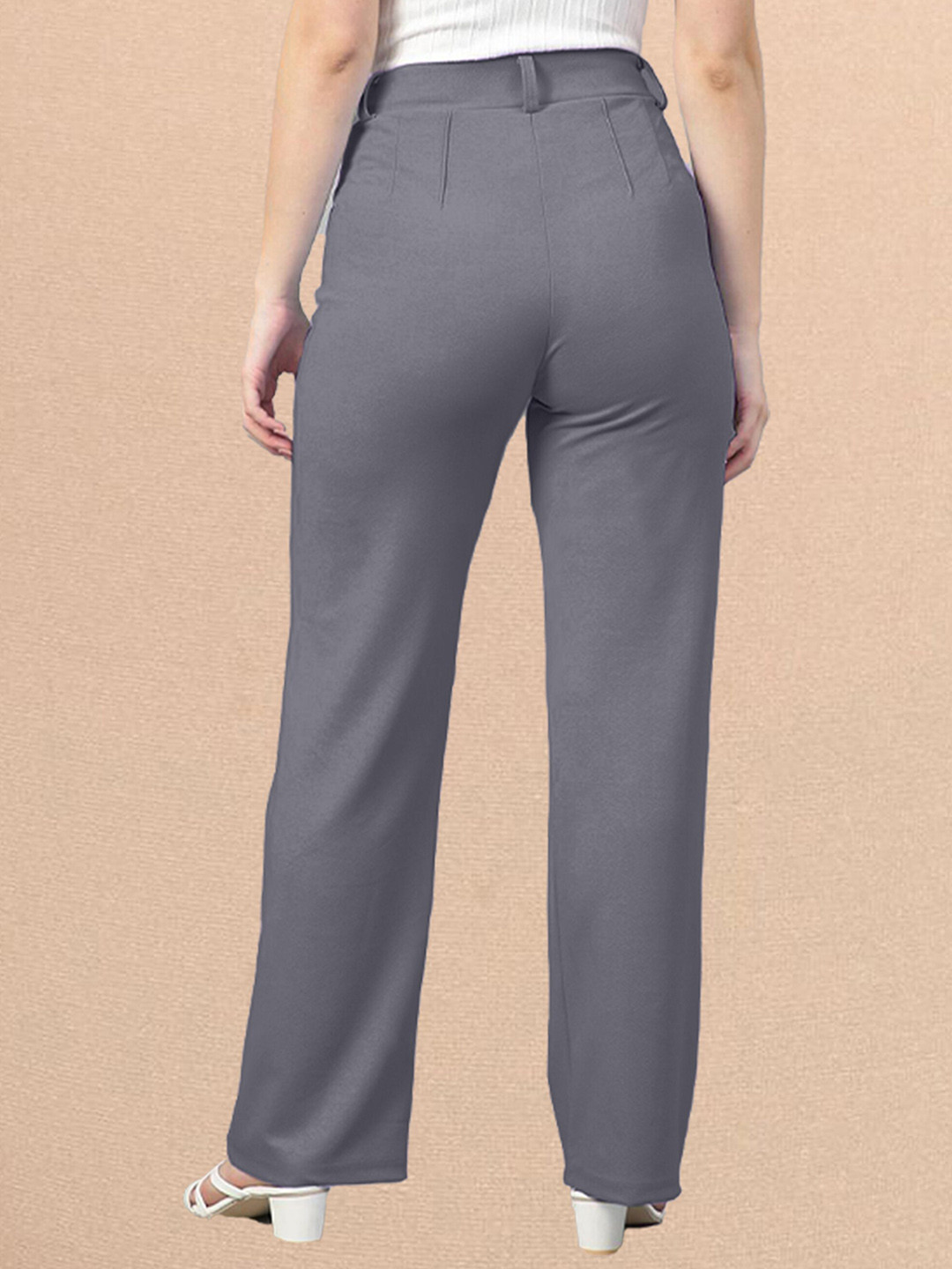 

N N ENTERPRISE Women Original High-Rise Formal Trousers, Grey