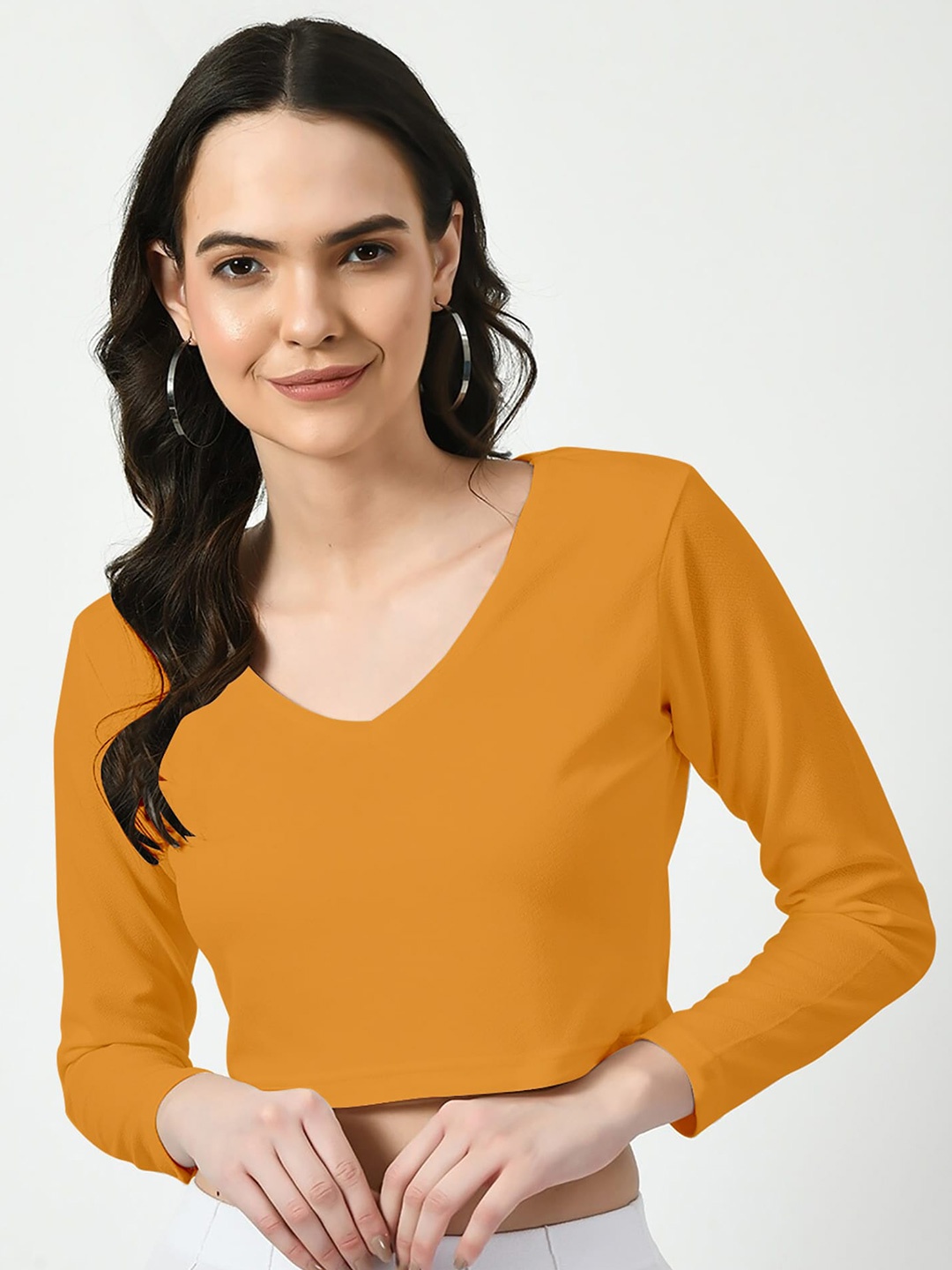 

Dream Beauty Fashion V-Neck Long Sleeves Top, Yellow