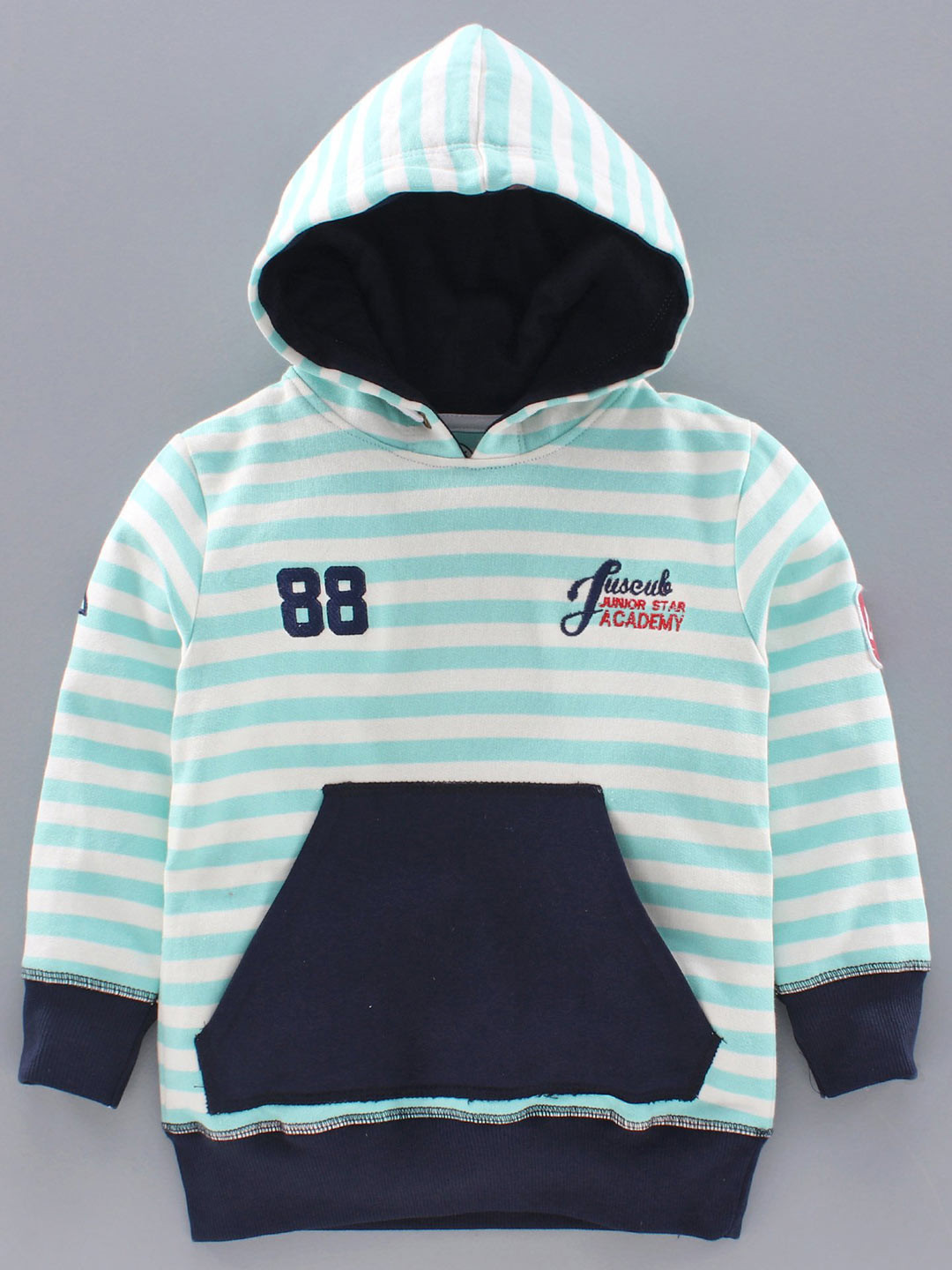 

JusCubs Boys Striped Hooded Cotton Pullover Sweatshirt, Blue