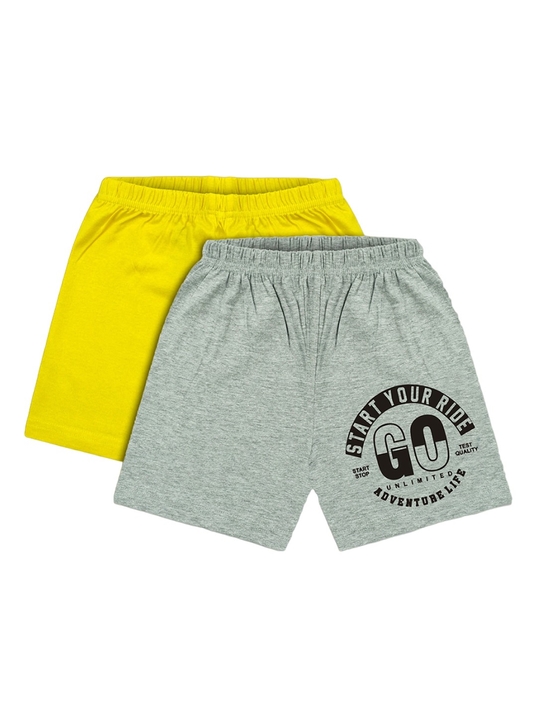 

CoolTees4U Kids Pack of 2 Typography Printed Cotton Shorts, Yellow