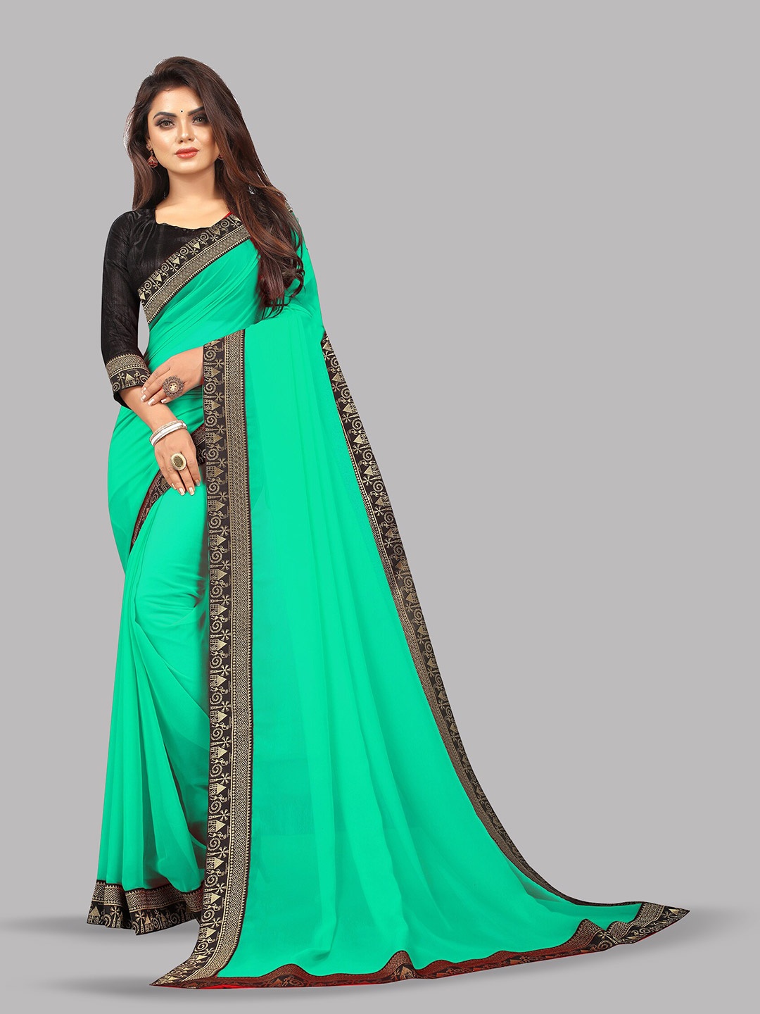 

Reeta Fashion Zari Pure Georgette Saree, Green