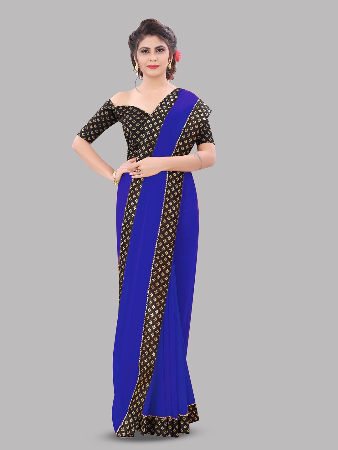 

Reeta Fashion Zari Pure Georgette Saree, Blue
