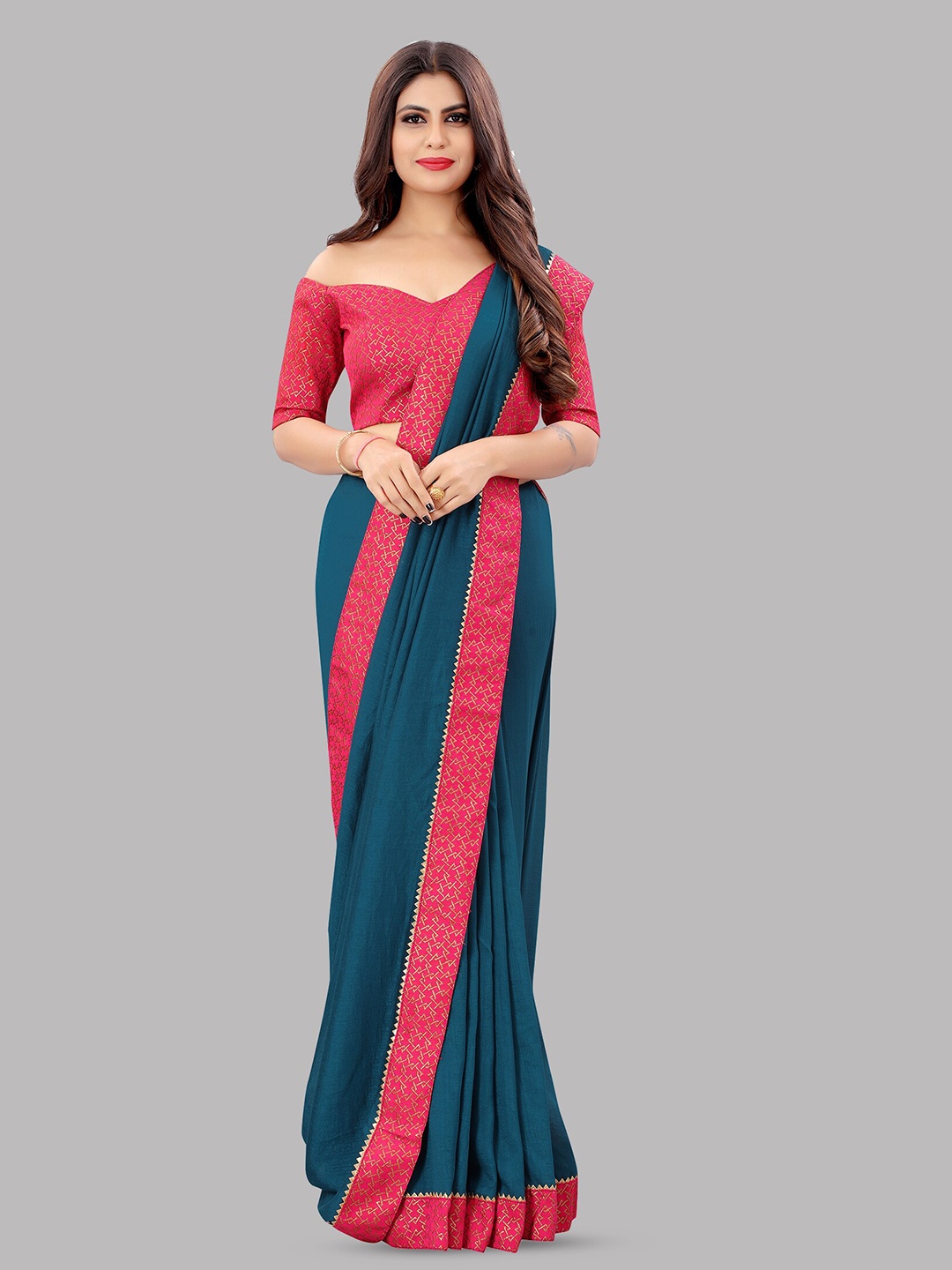 

Reeta Fashion Gotta Patti Pure Georgette Saree, Turquoise blue