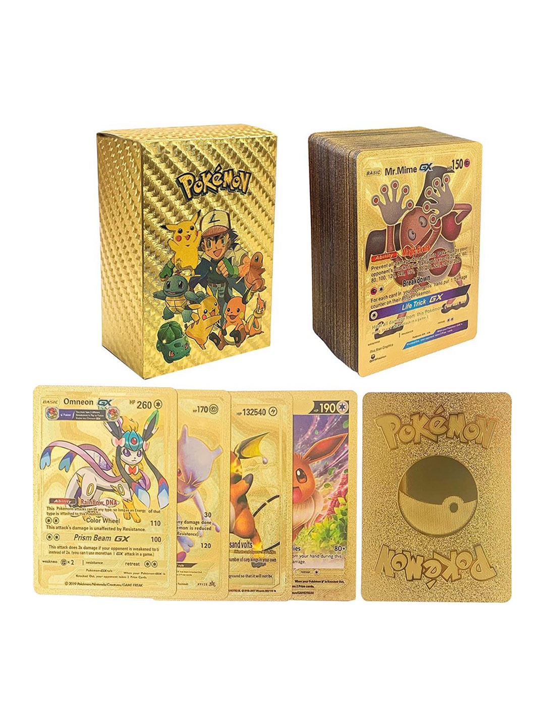 

ADKD Kids 55 Pieces Foiled Pokemon Card Game, Yellow